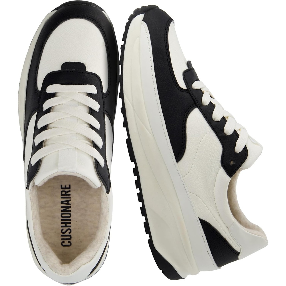 image:imageCUSHIONAIRE Score Platform Sneakers for Women Lightweight Tennis Shoes with Adjustable Laces and Memory Foam Wide Widths AvailableBlackWhite