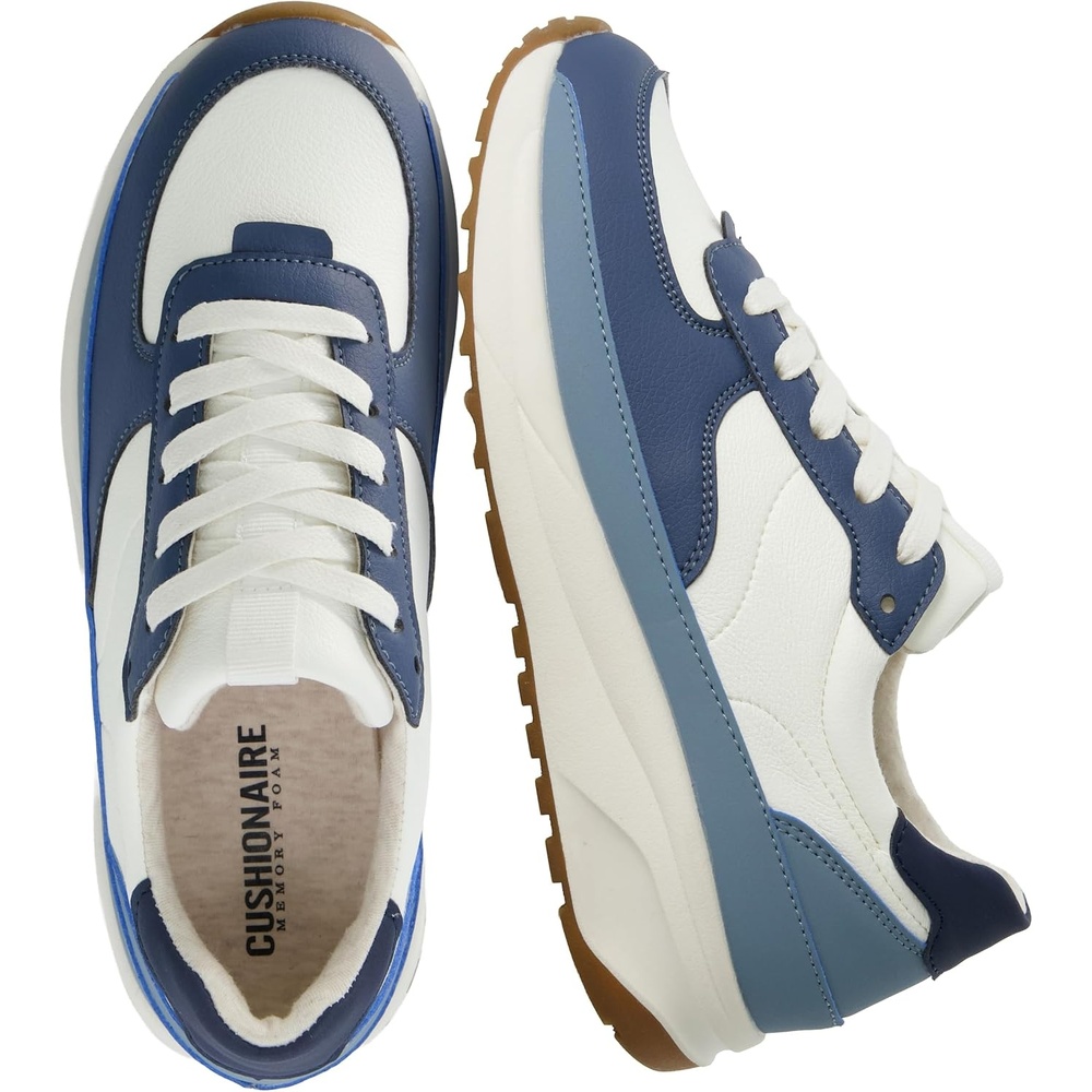 image:imageCUSHIONAIRE Score Platform Sneakers for Women Lightweight Tennis Shoes with Adjustable Laces and Memory Foam Wide Widths AvailableWhiteBlue