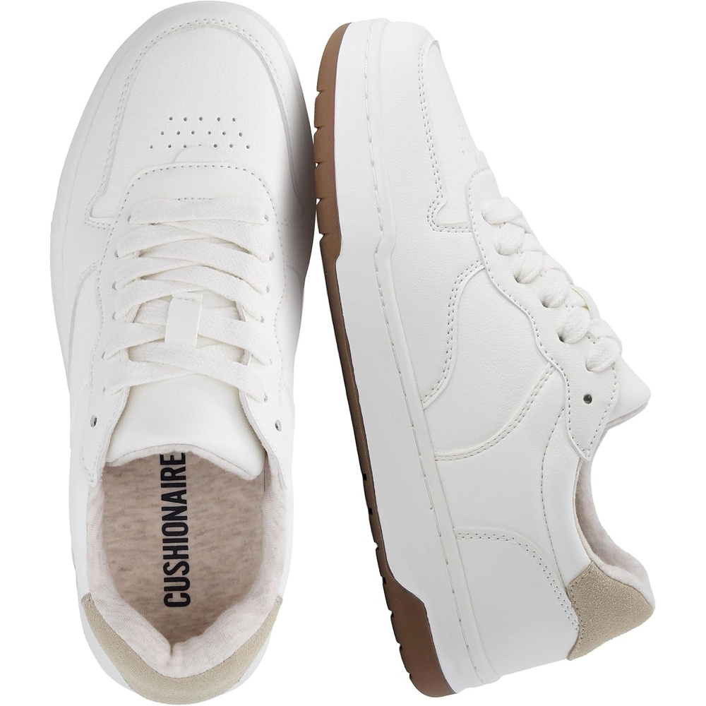 image:imageCUSHIONAIRE Serve Casual Walking Sneakers for Women Lace Up Tennis Shoes with Memory Foam and Gum Rubber Sole Wide Width AvailableWhite