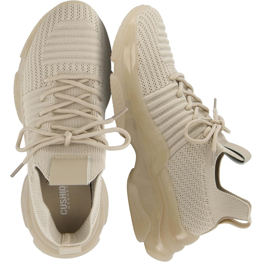 image:imageCUSHIONAIRE Womens Apolo Knit Sneaker Memory FoamTaupeClear Bottom