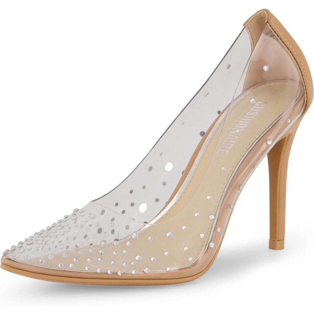 image:imageCUSHIONAIRE Womens Glam Clear Rhinestone Dress Pump Memory FoamClearNat