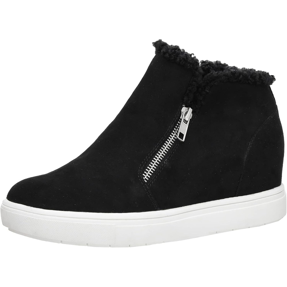 image:imageCUSHIONAIRE Womens Heaven Hidden Wedge Faux Shearling Sneaker Memory FoamBlack