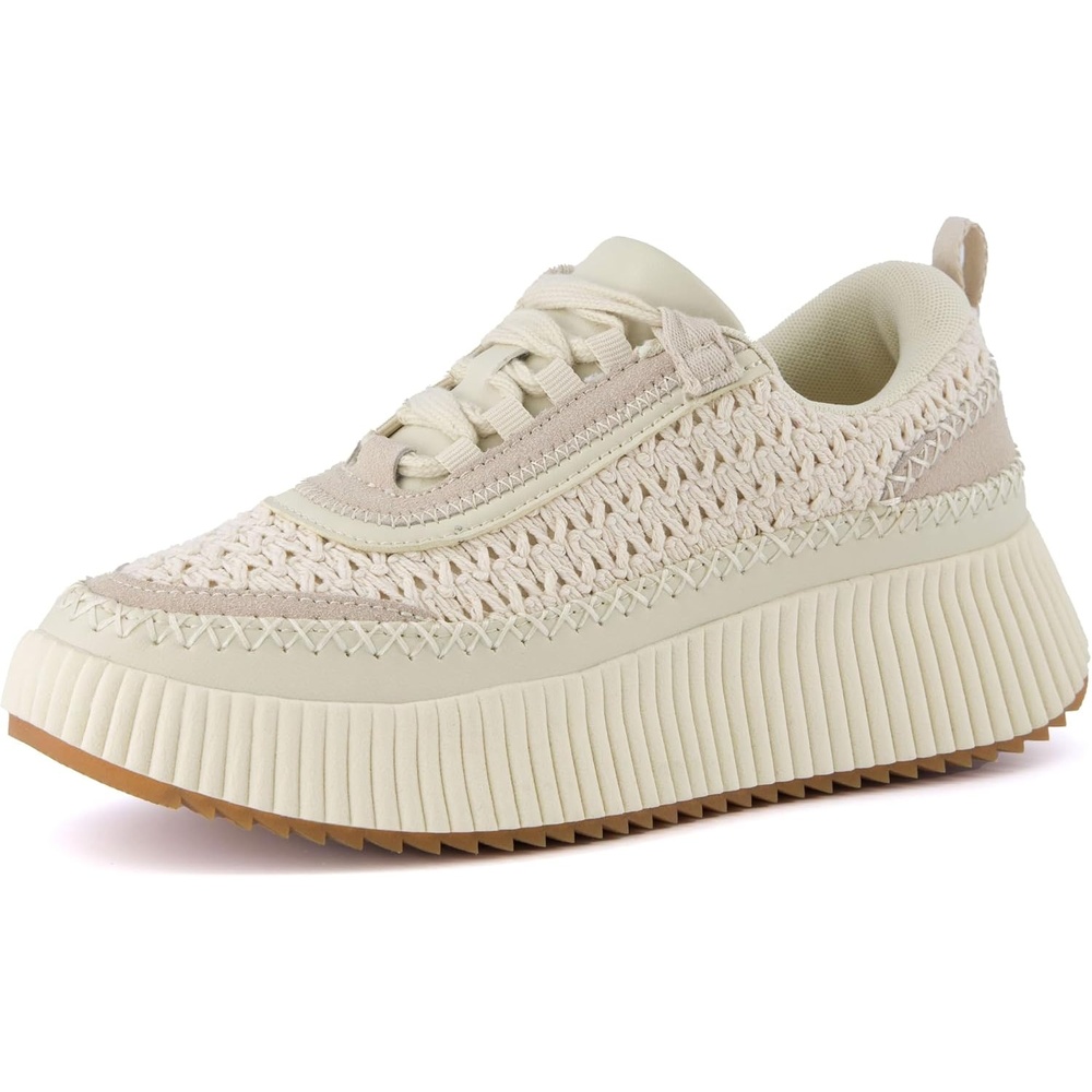 image:imageCUSHIONAIRE Womens Loop Lace up Woven Platform Sneaker Comfort Foam Wide Widths AvailableBeige
