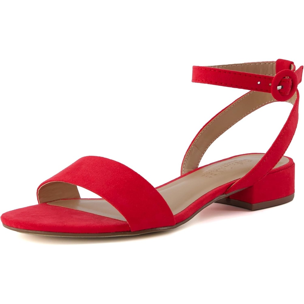 image:imageCUSHIONAIRE Womens Nila one band low block heel sandal Wide Widths AvailableRed