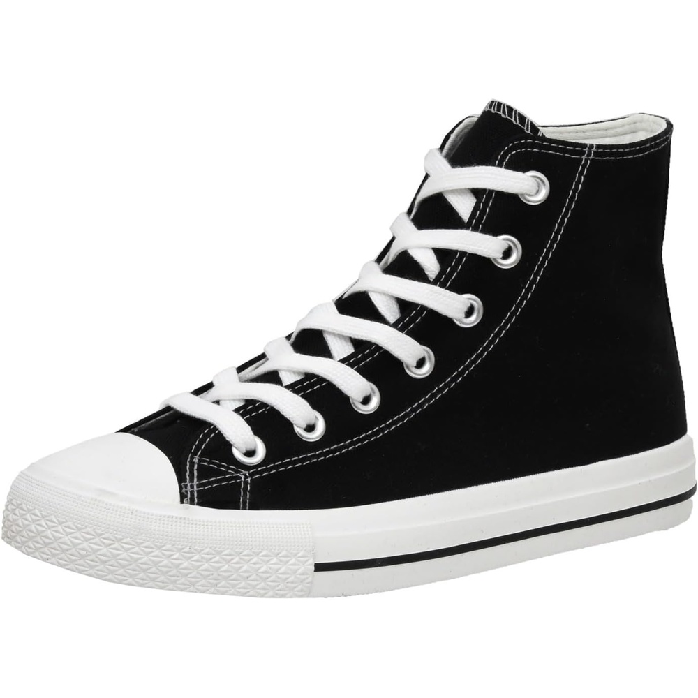 image:imageCUSHIONAIRE Womens Vance high top Canvas Sneaker Memory FoamBlackWhite Zipper