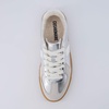 CUSHIONAIRE Bailey Womens Retro Sneaker -Classic Everyday Sneakers for Women with Sleek Rounded Toe and Memory Foam(Silver)