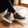 CUSHIONAIRE Hart Womens Casual Shoes with Dual Zippers- Lightweight Hidden Wedge Fashion Sneakers for Women(Black Canvas)