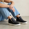CUSHIONAIRE Hart Womens Casual Shoes with Dual Zippers- Lightweight Hidden Wedge Fashion Sneakers for Women(Black Pu)