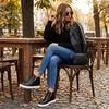 CUSHIONAIRE Hart Womens Casual Shoes with Dual Zippers- Lightweight Hidden Wedge Fashion Sneakers for Women(Black Pu)