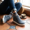 CUSHIONAIRE Hart Womens Casual Shoes with Dual Zippers- Lightweight Hidden Wedge Fashion Sneakers for Women(Blue Canvas)