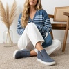 CUSHIONAIRE Hart Womens Casual Shoes with Dual Zippers- Lightweight Hidden Wedge Fashion Sneakers for Women(Blue Canvas)