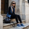 CUSHIONAIRE Hart Womens Casual Shoes with Dual Zippers- Lightweight Hidden Wedge Fashion Sneakers for Women(Blue Canvas)