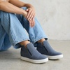 CUSHIONAIRE Hart Womens Casual Shoes with Dual Zippers- Lightweight Hidden Wedge Fashion Sneakers for Women(Blue Canvas)