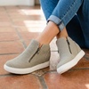 CUSHIONAIRE Hart Womens Casual Shoes with Dual Zippers- Lightweight Hidden Wedge Fashion Sneakers for Women(Grey Canvas)
