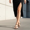 CUSHIONAIRE Madrid Kitten Heel Square Toe Women’s Sandals – Comfortable Dressy Strappy Heels Sandals for Women, Wide Widths Available(Black)
