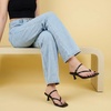 CUSHIONAIRE Madrid Kitten Heel Square Toe Women’s Sandals – Comfortable Dressy Strappy Heels Sandals for Women, Wide Widths Available(Black)