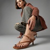CUSHIONAIRE Madrid Kitten Heel Square Toe Women’s Sandals – Comfortable Dressy Strappy Heels Sandals for Women, Wide Widths Available(Whiskey)