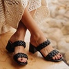 CUSHIONAIRE Onyx Braided Chunky Heels for Women with Block Heel and Memory Foam(Black)