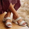 CUSHIONAIRE Onyx Braided Chunky Heels for Women with Block Heel and Memory Foam(Ivory)