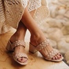 CUSHIONAIRE Onyx Braided Chunky Heels for Women with Block Heel and Memory Foam(Nude)