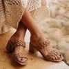 CUSHIONAIRE Onyx Braided Chunky Heels for Women with Block Heel and Memory Foam(Tan)
