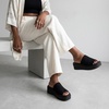 CUSHIONAIRE Pim Wedge Chunky Platform Womens Sandals with Firm Knit Upper & Memory Foam Summer Sandals for Women(Black Weave)