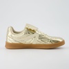CUSHIONAIRE Women’s Astro Retro Sneaker, Lace-Up Design +Memory Foam, Wide Widths Available(Gold Metallic)