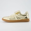 CUSHIONAIRE Women’s Astro Retro Sneaker, Lace-Up Design +Memory Foam, Wide Widths Available(Gold Metallic)