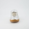 CUSHIONAIRE Women’s Astro Retro Sneaker, Lace-Up Design +Memory Foam, Wide Widths Available(Silver Metallic)