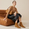 CUSHIONAIRE Women’s Barbi Pointed Toe Kitten Heel Bootie – Soft Vegan Leather, Memory Foam, Wide Widths, and Back Zipper(Chestnut Microsuede)