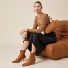 CUSHIONAIRE Women’s Barbi Pointed Toe Kitten Heel Bootie – Soft Vegan Leather, Memory Foam, Wide Widths, and Back Zipper(Cognac)