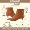 CUSHIONAIRE Women’s Barbi Pointed Toe Kitten Heel Bootie – Soft Vegan Leather, Memory Foam, Wide Widths, and Back Zipper(Cognac)