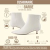 CUSHIONAIRE Women’s Barbi Pointed Toe Kitten Heel Bootie – Soft Vegan Leather, Memory Foam, Wide Widths, and Back Zipper(Cream)