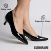 CUSHIONAIRE Women’s Bay Kitten Heel Dress Shoe +Memory Foam, Wide Widths Available(Black Patent)