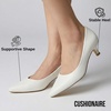 CUSHIONAIRE Women’s Bay Kitten Heel Dress Shoe +Memory Foam, Wide Widths Available(Bone Patent)