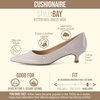 CUSHIONAIRE Women’s Bay Kitten Heel Dress Shoe +Memory Foam, Wide Widths Available(Bone Patent)