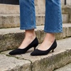 CUSHIONAIRE Women’s Bay Kitten Heel Dress Shoe +Memory Foam, Wide Widths Available(Microsuede Black)