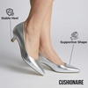CUSHIONAIRE Women’s Bay Kitten Heel Dress Shoe +Memory Foam, Wide Widths Available(Silver Metallic)