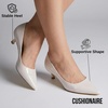 CUSHIONAIRE Women’s Bay Kitten Heel Dress Shoe +Memory Foam, Wide Widths Available(Smooth Cream)
