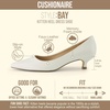 CUSHIONAIRE Women’s Bay Kitten Heel Dress Shoe +Memory Foam, Wide Widths Available(Smooth Cream)