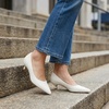 CUSHIONAIRE Women’s Bay Kitten Heel Dress Shoe +Memory Foam, Wide Widths Available(Smooth Cream)