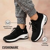 CUSHIONAIRE Women’s Blaze Stretch Knit Slip on lace Sneaker +Memory Foam & LiteSole Technology(Black/White)