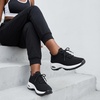 CUSHIONAIRE Women’s Blaze Stretch Knit Slip on lace Sneaker +Memory Foam & LiteSole Technology(Black/White)
