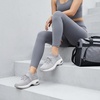 CUSHIONAIRE Women’s Blaze Stretch Knit Slip on lace Sneaker +Memory Foam & LiteSole Technology(Grey/White)
