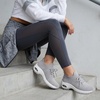 CUSHIONAIRE Women’s Blaze Stretch Knit Slip on lace Sneaker +Memory Foam & LiteSole Technology(Grey/White)