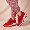 CUSHIONAIRE Women’s Blaze Stretch Knit Slip on lace Sneaker +Memory Foam & LiteSole Technology(Red)
