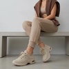 CUSHIONAIRE Women’s Blaze Stretch Knit Slip on lace Sneaker +Memory Foam & LiteSole Technology(Taupe)