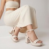 CUSHIONAIRE Women’s Cherry platform dress sandal +Memory Foam and Wide Widths Available(Ivory)
