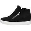 CUSHIONAIRE Women’s Heaven Hidden Wedge Faux Shearling Sneaker +Memory Foam(Black)