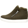 CUSHIONAIRE Women’s Heaven Hidden Wedge Faux Shearling Sneaker +Memory Foam(Olive)